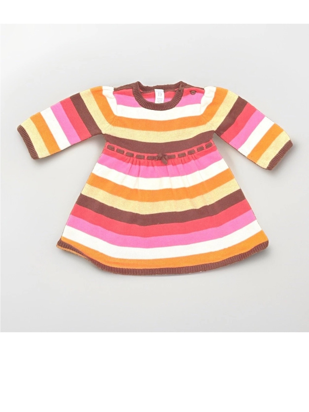 GAP Striped Knit Dress in Pink, Orange, Brown, Cream